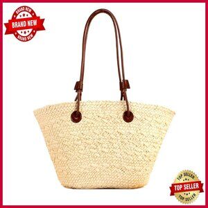 Large Straw Tote Bag Handmade Woven Beach Bag Shoulder Bag
